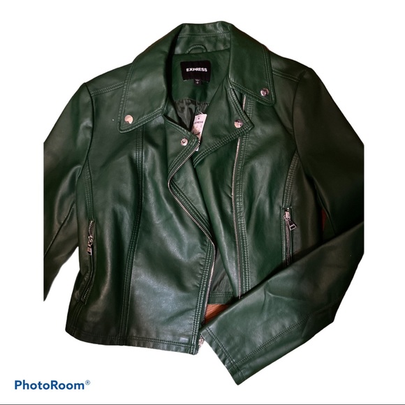 NWT Express Leather Bomber Jacket - Picture 2 of 7